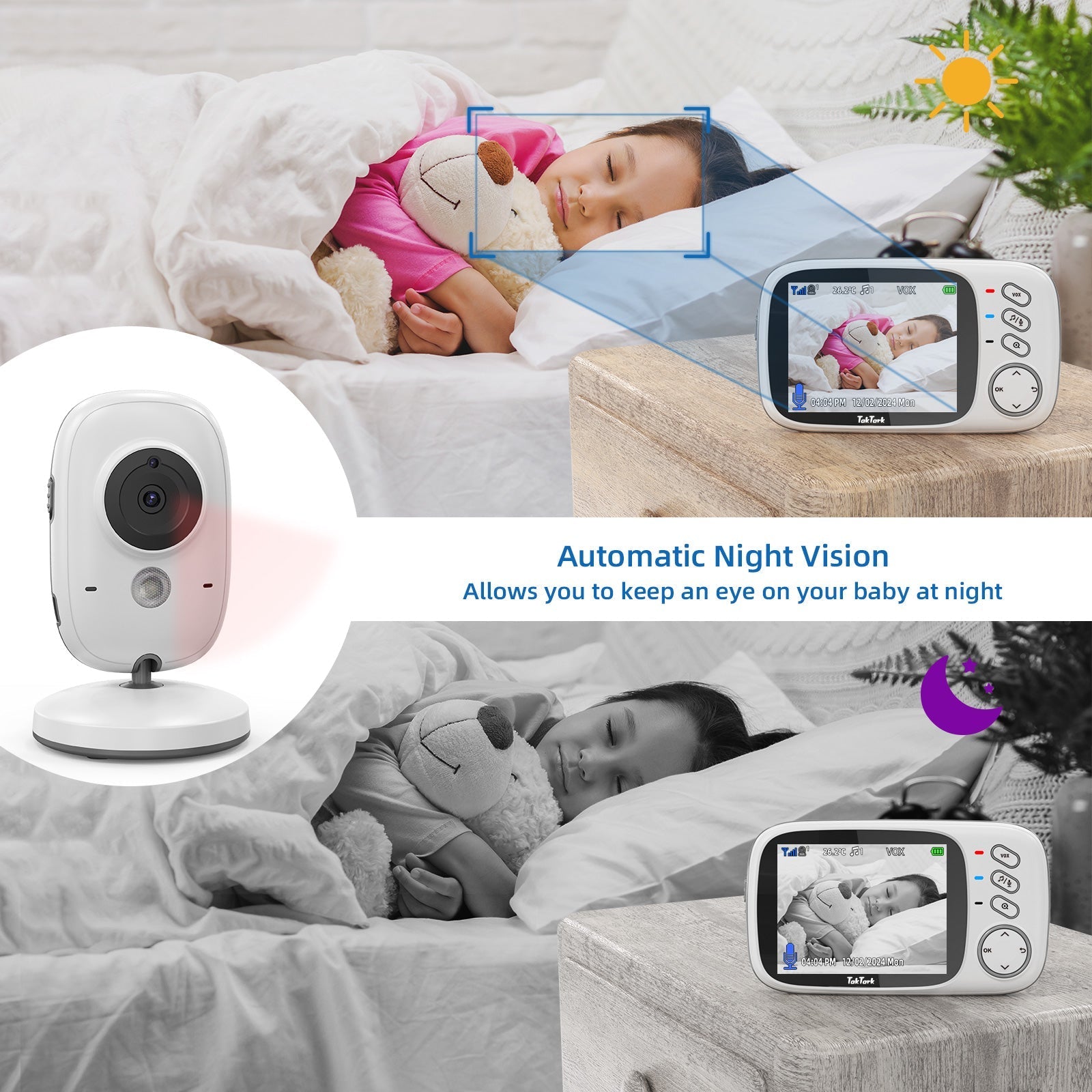 Baby Video Monitor Night Vision & Two-Way Audio