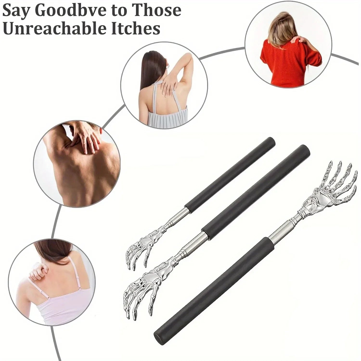 Back Scratcher Telescopic Stainless Steel Tip Foldable