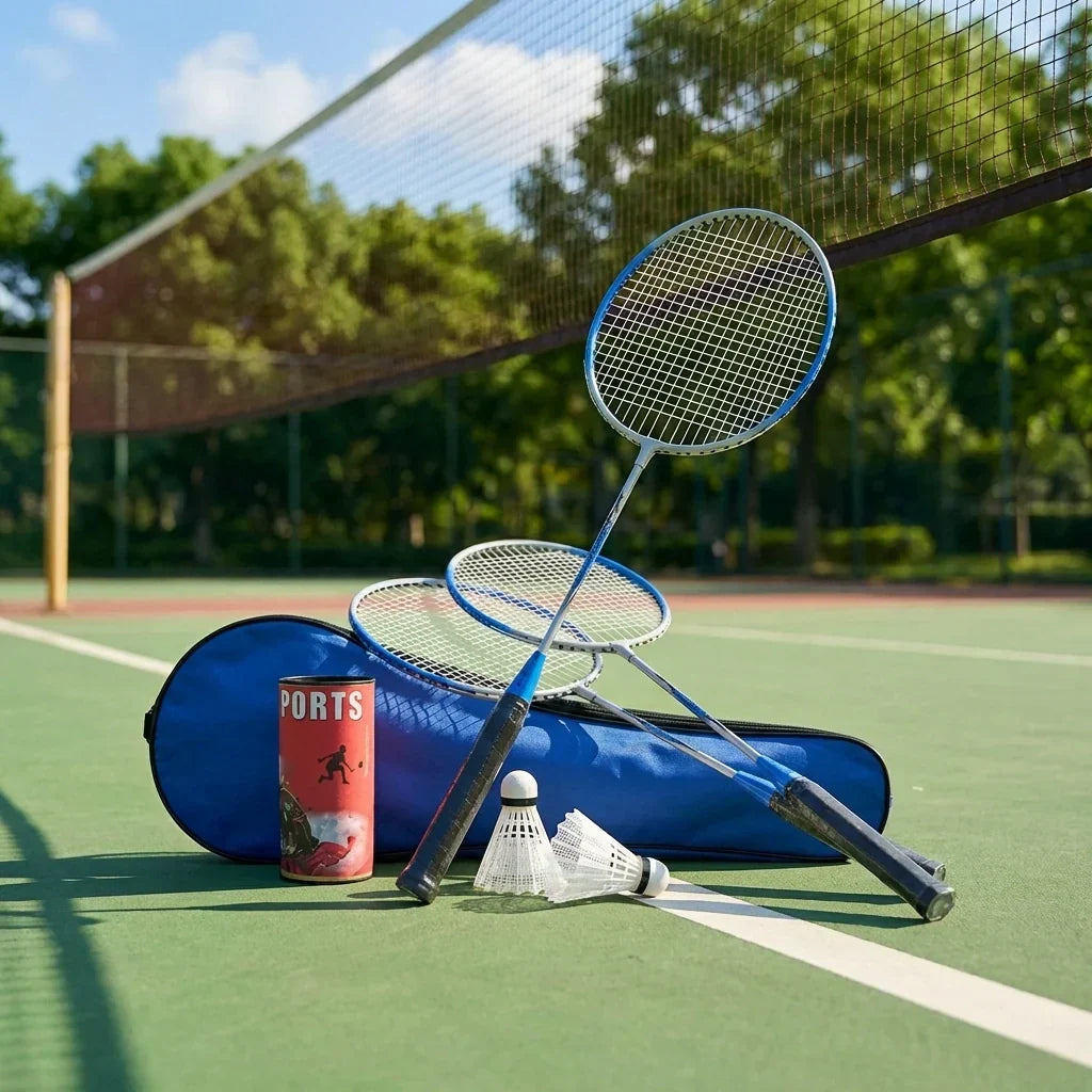 Badminton Set Aluminum Rackets Nylon Shuttlecocks & Carrying Bag