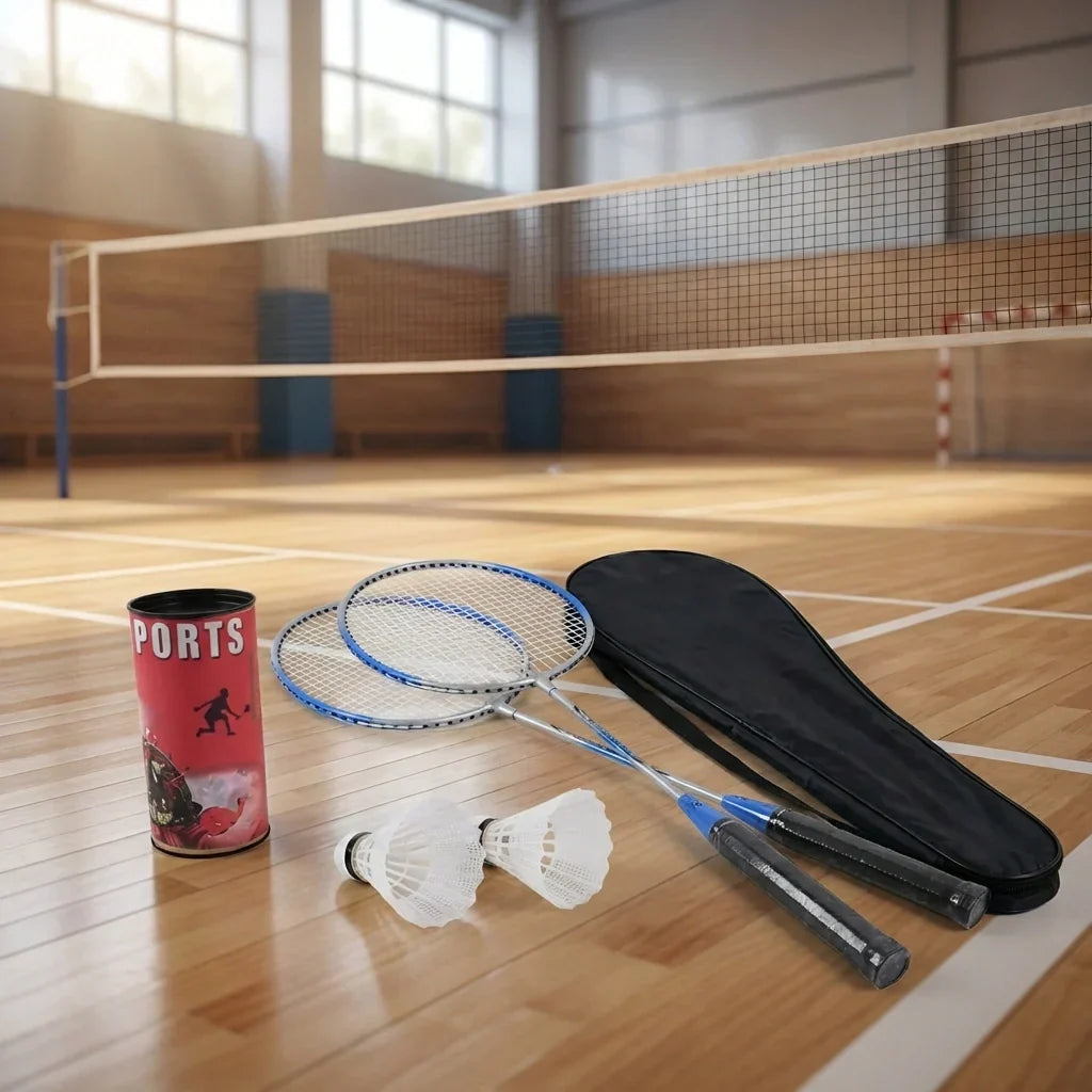 Badminton Set Aluminum Rackets Nylon Shuttlecocks & Carrying Bag