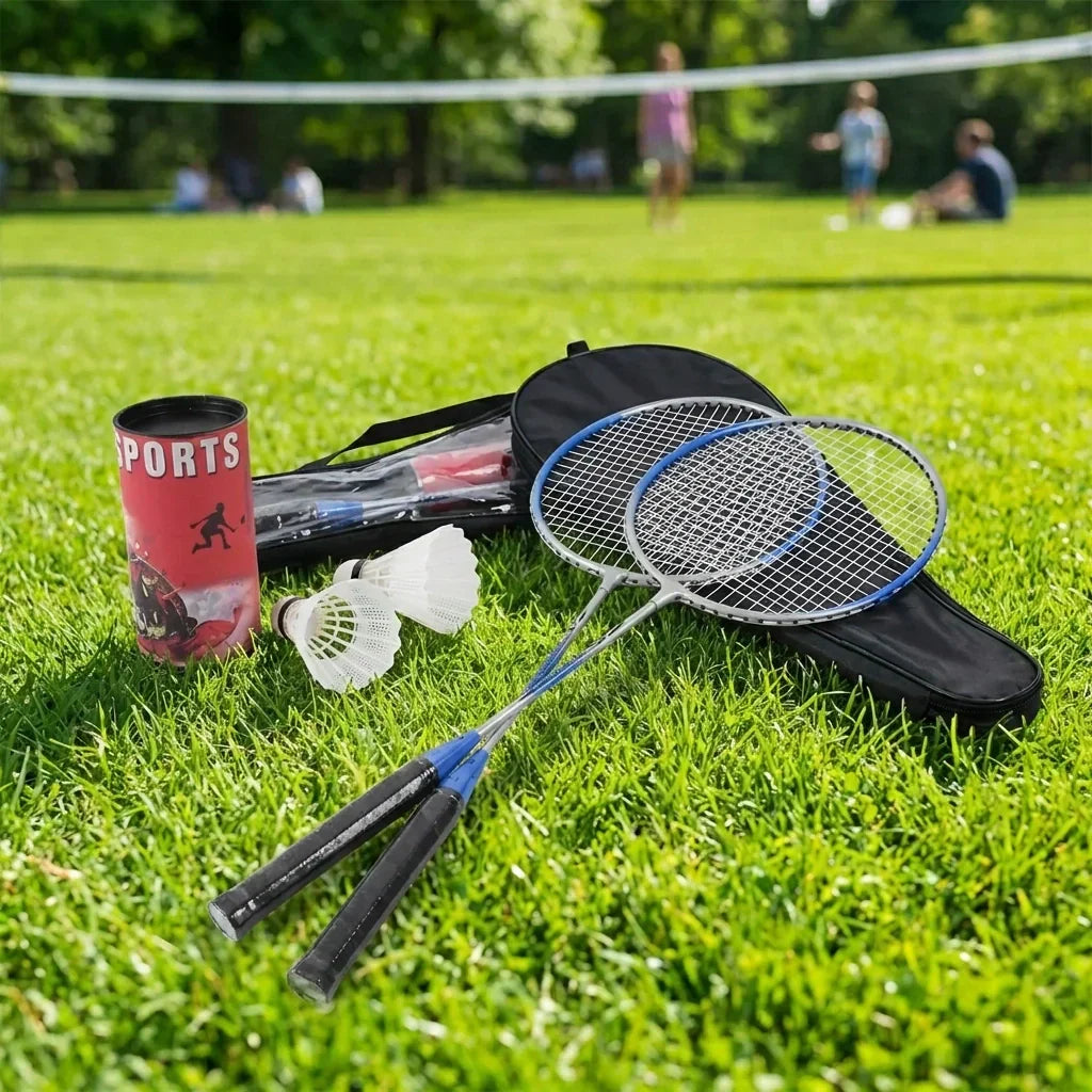 Badminton Set Aluminum Rackets Nylon Shuttlecocks & Carrying Bag