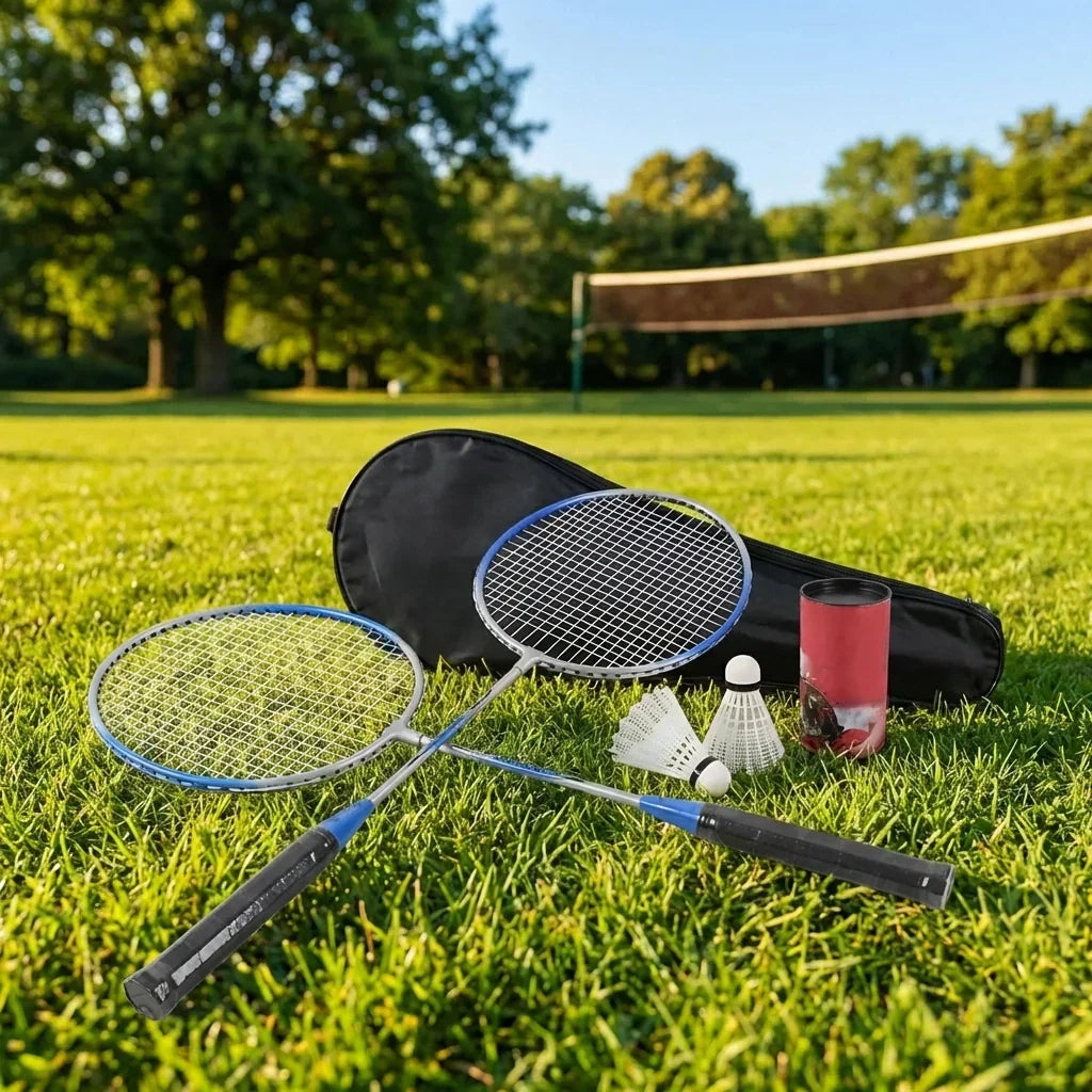 Badminton Set Aluminum Rackets Nylon Shuttlecocks & Carrying Bag