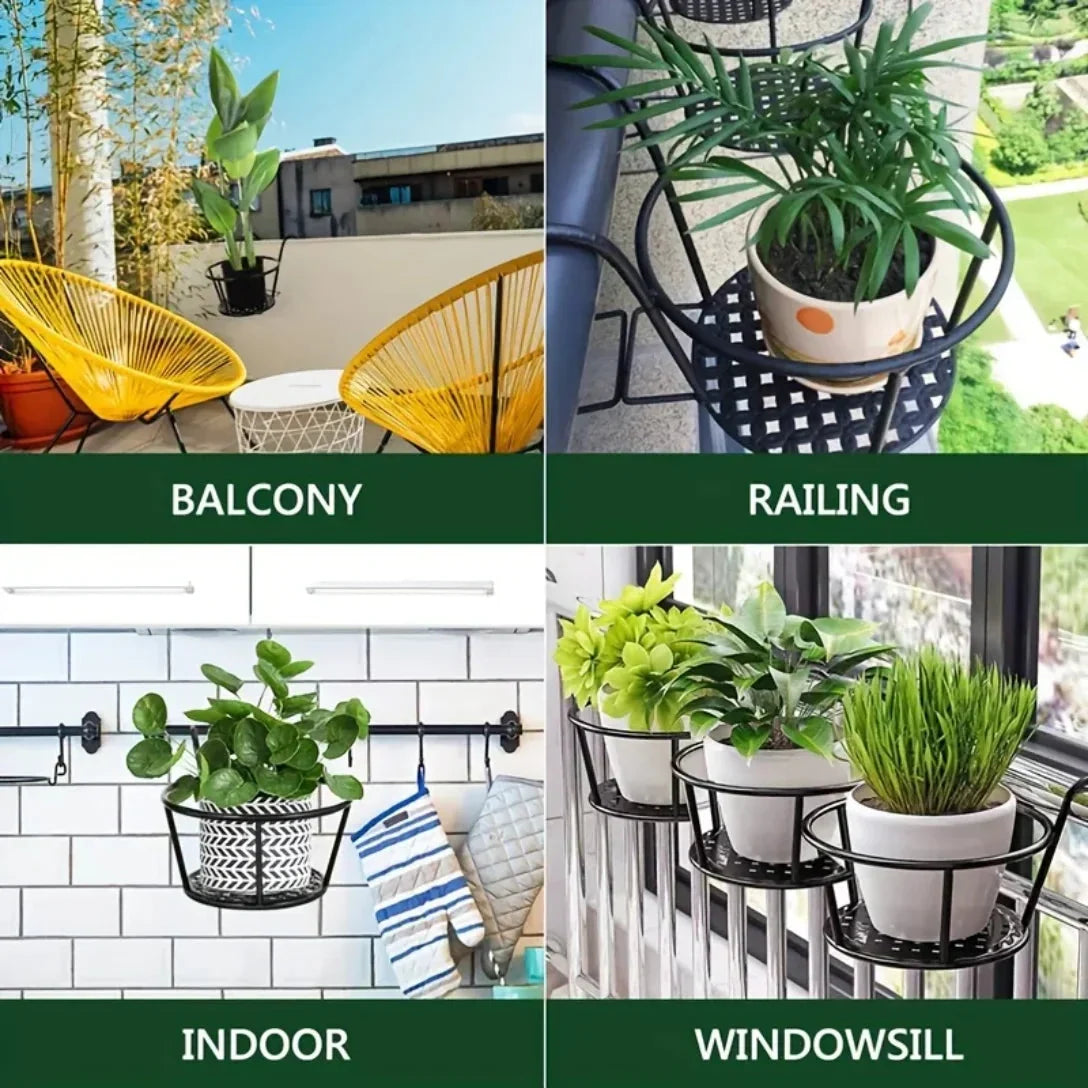 Balcony Pot Hanger Hook-On Open Drainage Set of 3