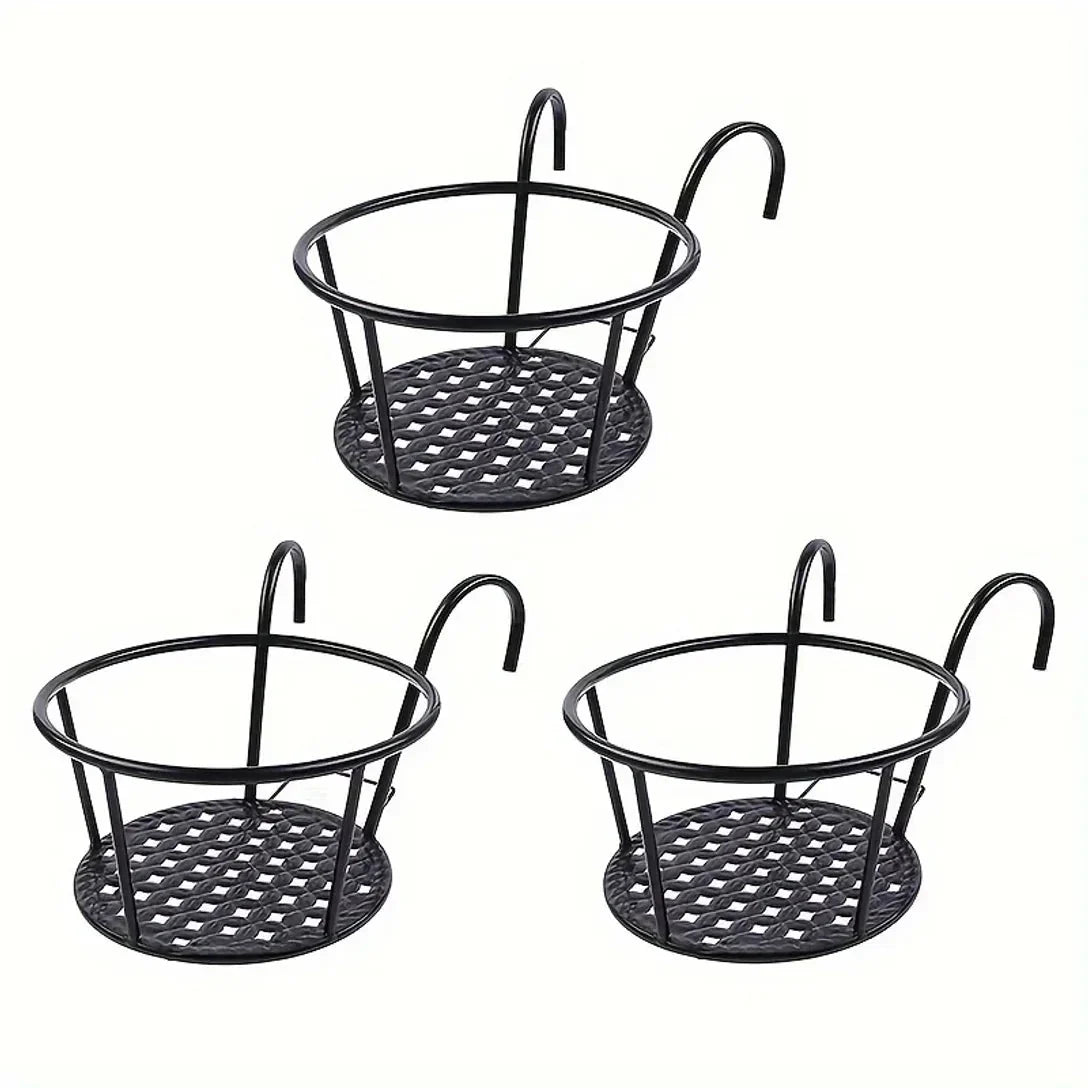 Balcony Pot Hanger Hook-On Open Drainage Set of 3
