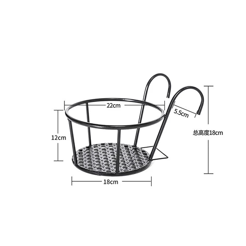 Balcony Railing Planters Hook-On Black Iron Set of 3