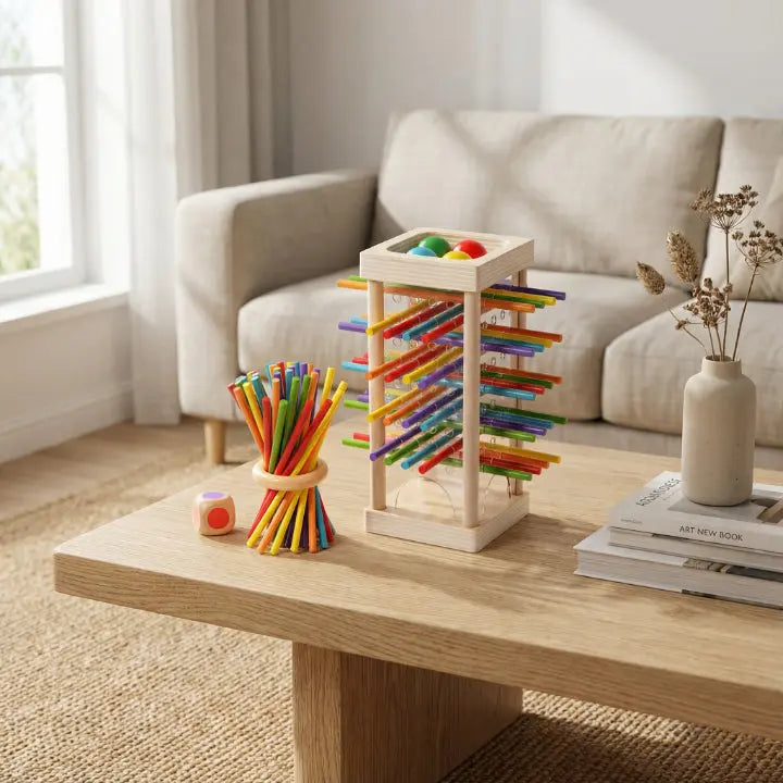 Ball Tower Game Wooden Colorful Sticks & Balls