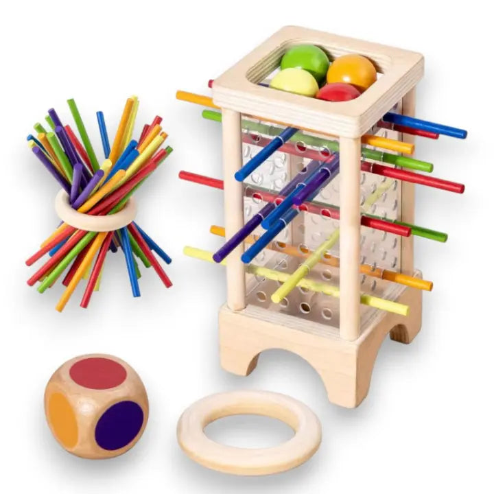 Ball Tower Game Wooden Colorful Sticks & Balls