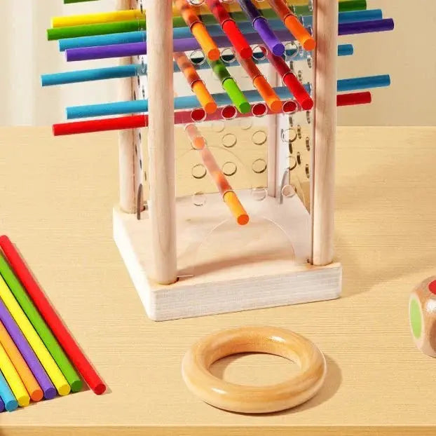 Ball Tower Game Wooden Colorful Sticks & Balls