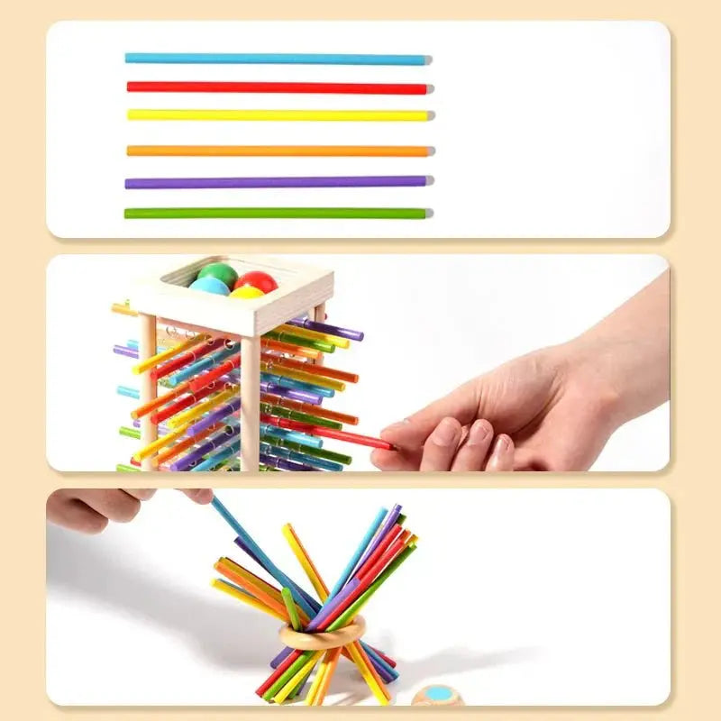 Ball Tower Game Wooden Colorful Sticks & Balls