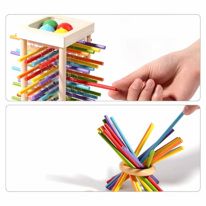 Ball Tower Game Wooden Frame Fine Motor Skills