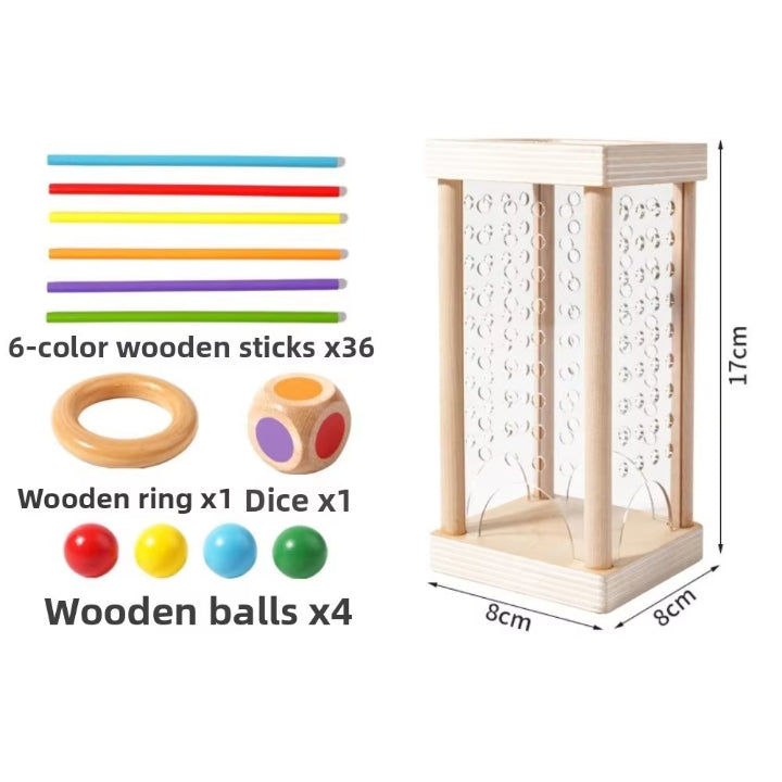 Ball Tower Game Wooden Frame Fine Motor Skills