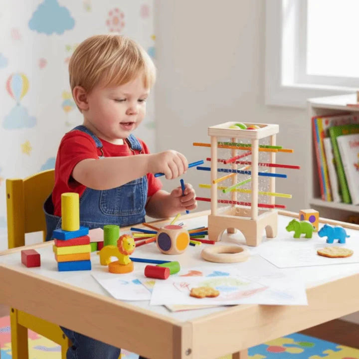 Ball Tower Game Wooden Frame Fine Motor Skills