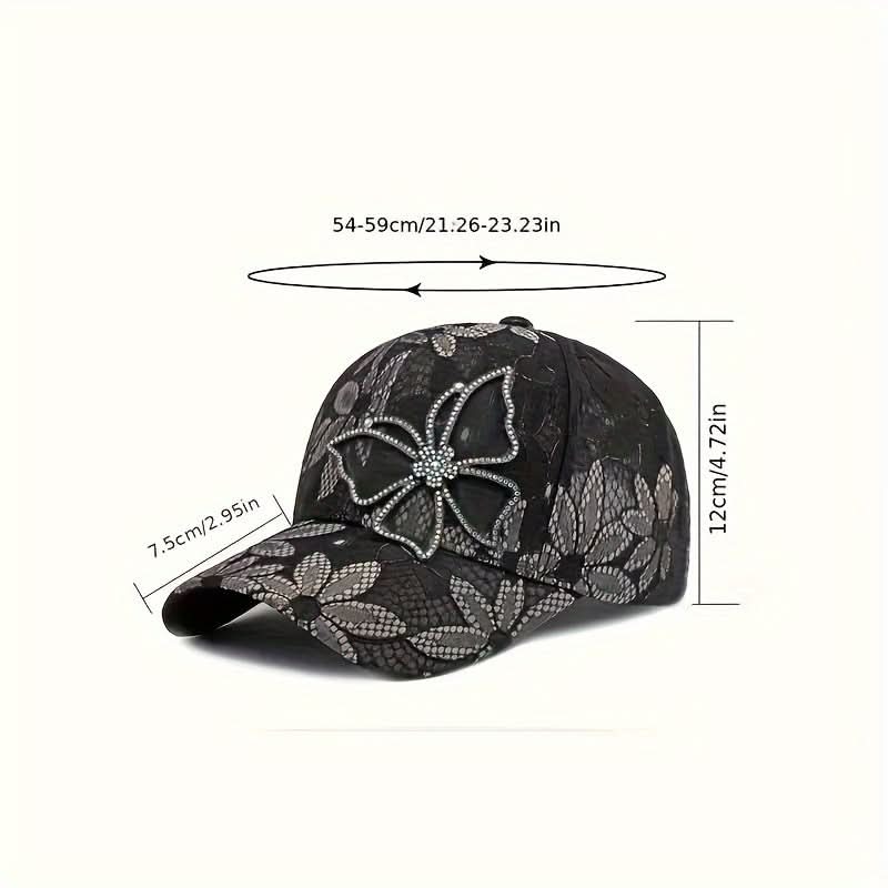 Baseball Cap Sequin Butterfly Breathable Mesh Adjustable Fit