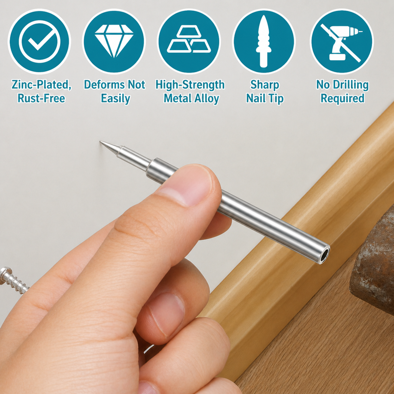 Baseboard Nail Set Double-Head Galvanized Steel 100 Piece