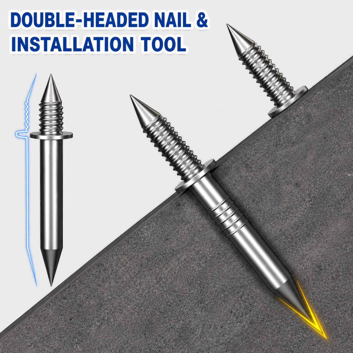 Baseboard Nail Set Double-Head Galvanized Steel 100 Piece