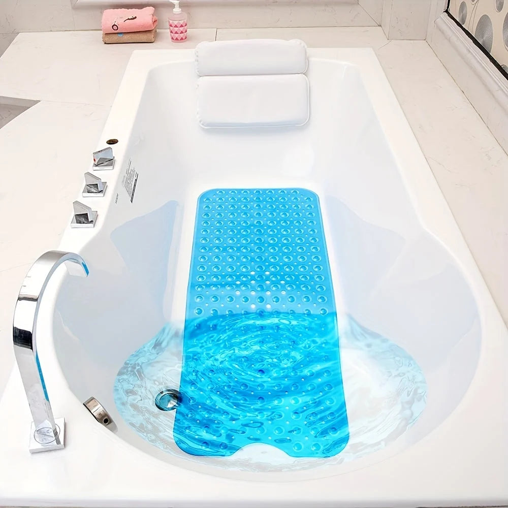 Bath Mat Extra-Long Non-Slip Suction Cups & Drain Holes