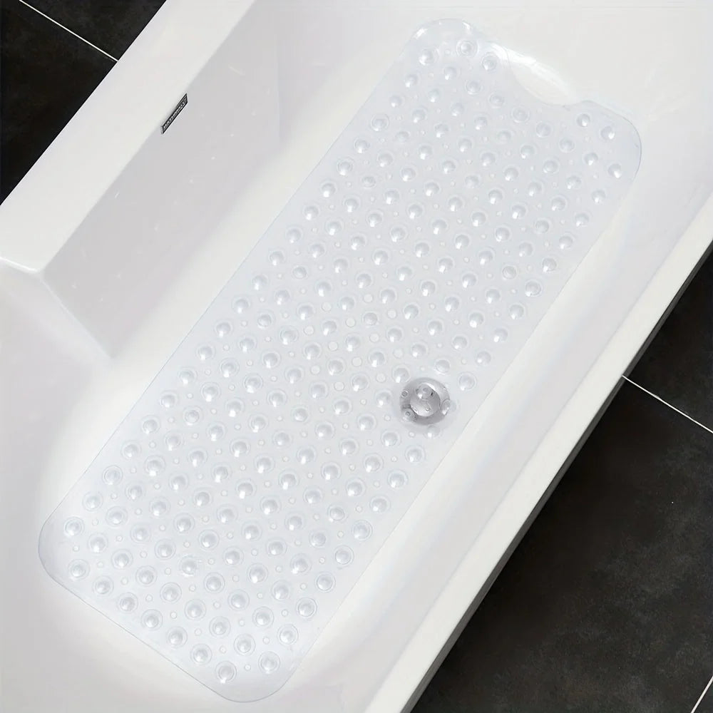 Bath Mat Extra-Long Non-Slip Suction Cups & Drain Holes