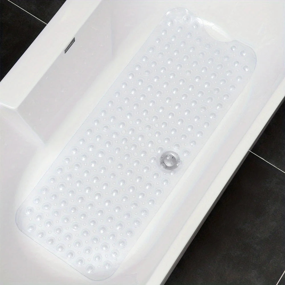 Bath Mat Extra-Long Non-Slip Suction Cups & Drain Holes