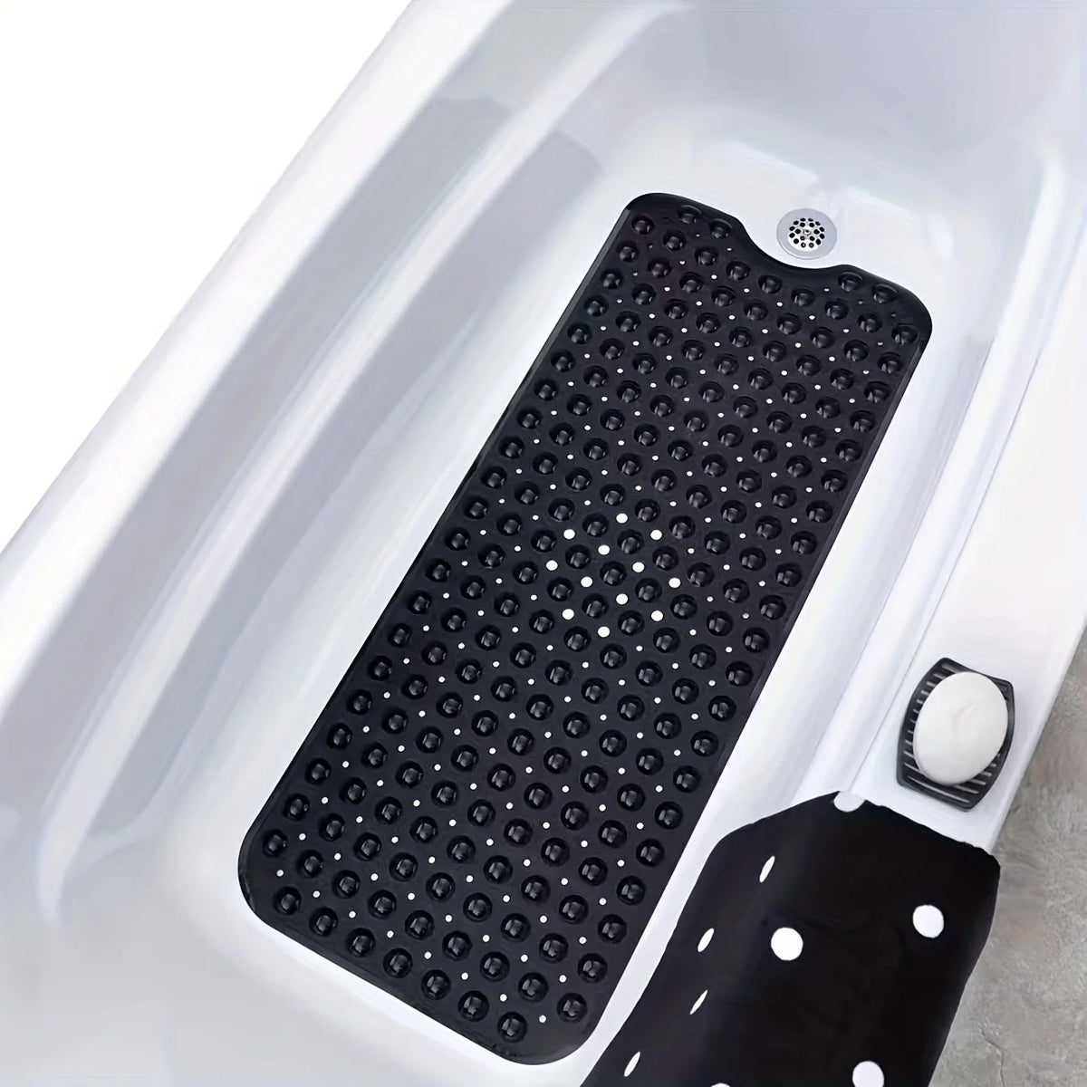 Bath Mat Extra-Long Non-Slip Suction Cups & Drain Holes