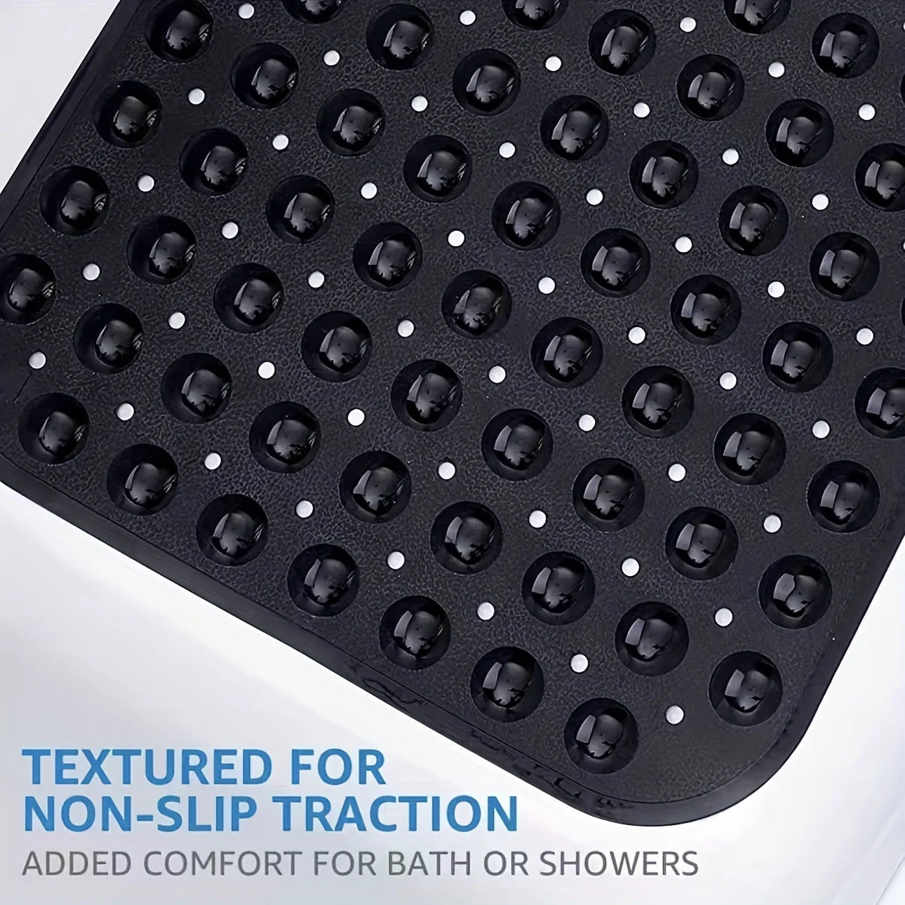 Bath Mat Extra-Long Non-Slip Suction Cups & Drain Holes