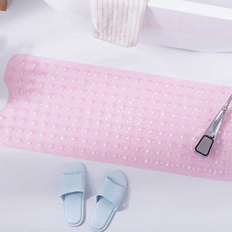 Bath Mat Extra-Long Non-Slip Suction Cups & Drain Holes