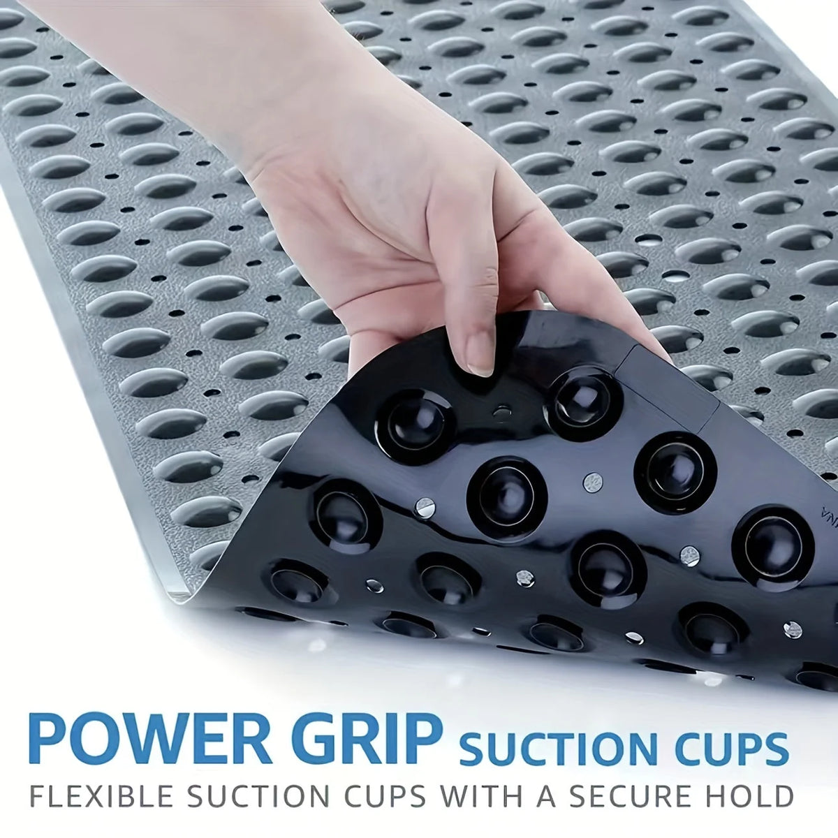Bath Mat Extra-Long Non-Slip Suction Cups & Drain Holes