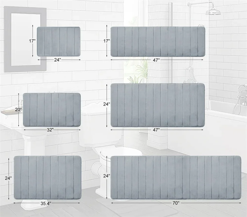 Bath Mat Memory Foam Microfiber Non-Slip Backing