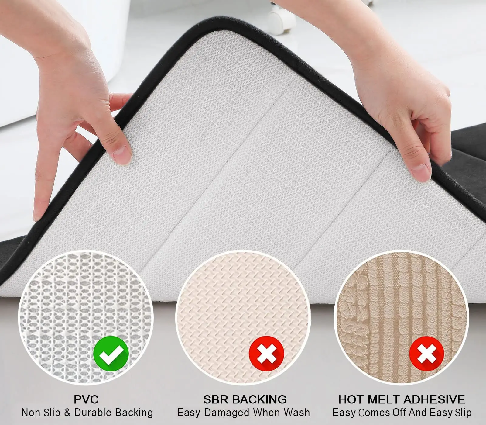 Bath Mat Memory Foam Microfiber Non-Slip Backing