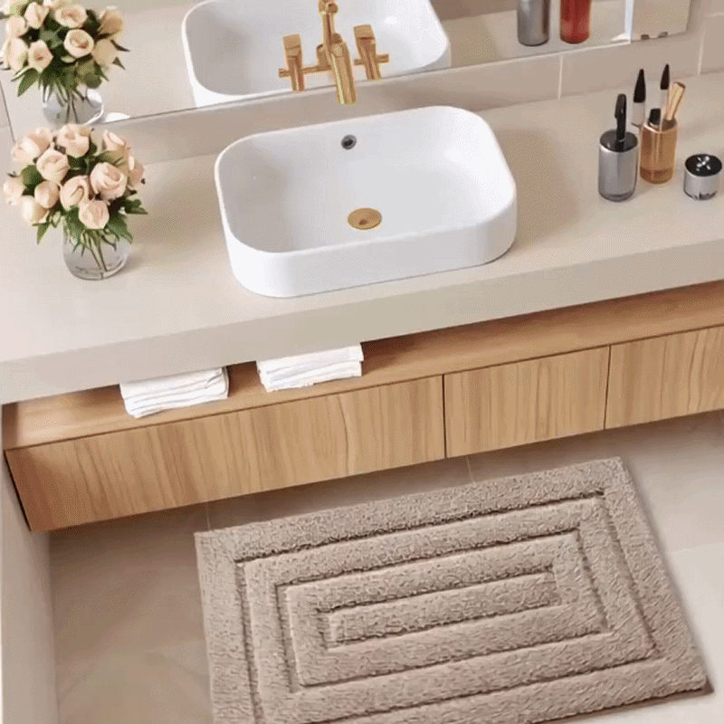 Bath Mat Microfiber Velour Double Frame Non-Slip Backing
