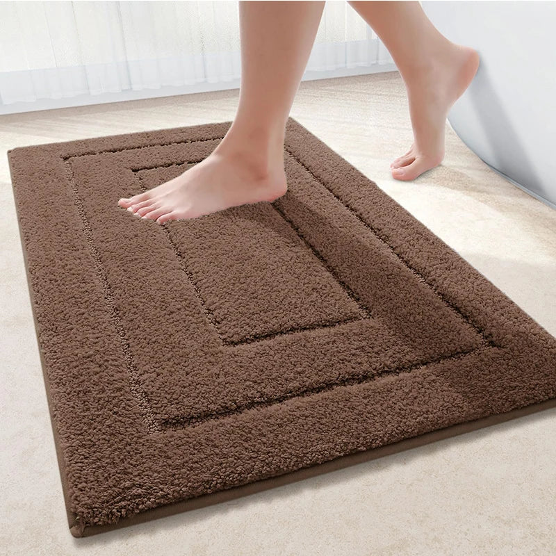 Bath Mat Microfiber Velour Double Frame Non-Slip Backing