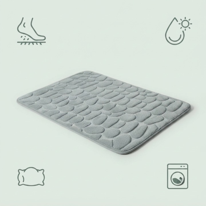 Bath Mat Pebble-Embossed Memory Foam Non-Slip