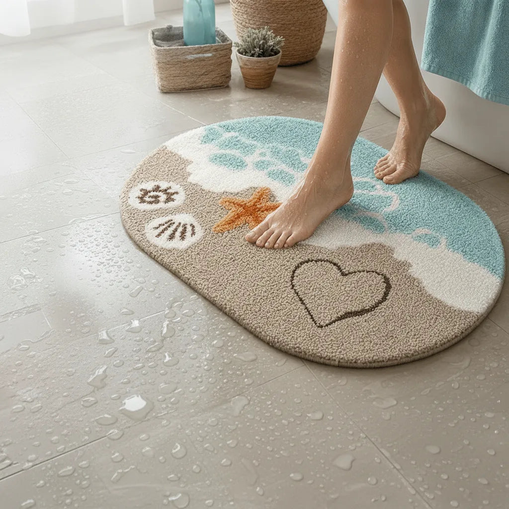 Bath Mat Quick-Drying Microfiber Non-Slip Backing & Machine Washable