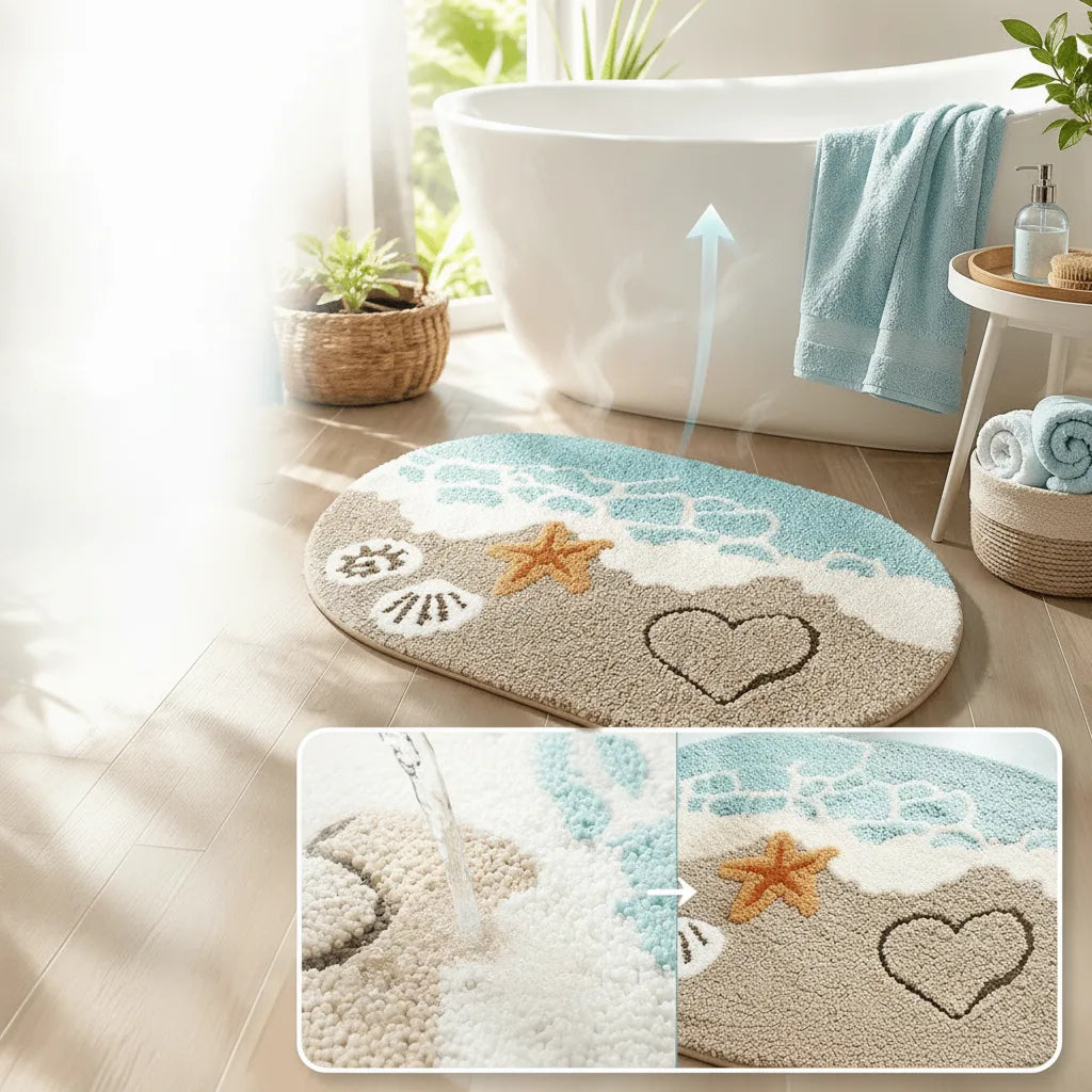 Bath Mat Quick-Drying Microfiber Non-Slip Backing & Machine Washable