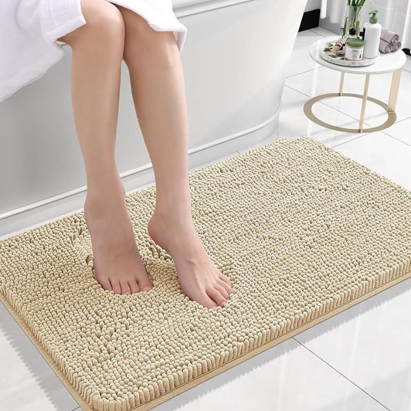 Bath Mat Super-Soft Chenille Extra Absorbent & Non-Slip Backing