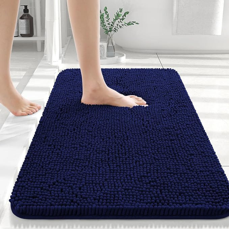 Bath Mat Super-Soft Chenille Extra Absorbent & Non-Slip Backing