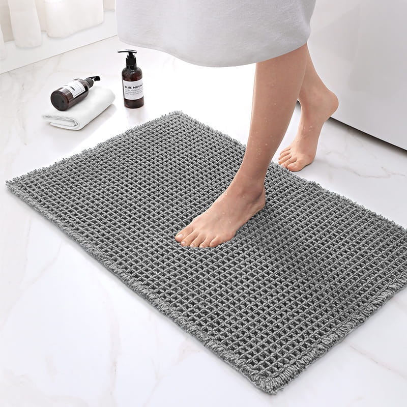 Bath Mat Waffle Texture Super Absorbent Non-Slip Backing