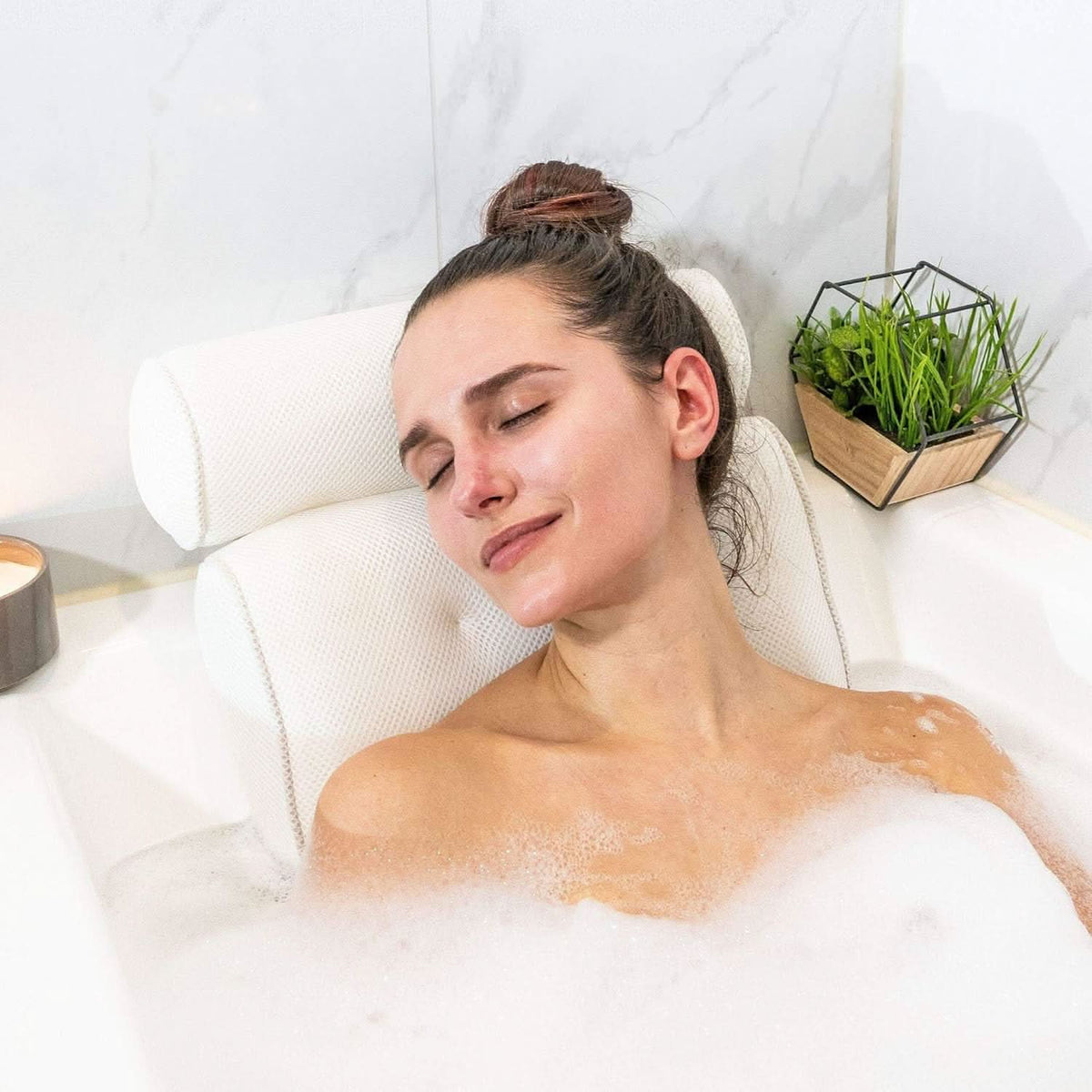 Bath Pillow Ergonomic Neck & Shoulder Breathable 4D Mesh