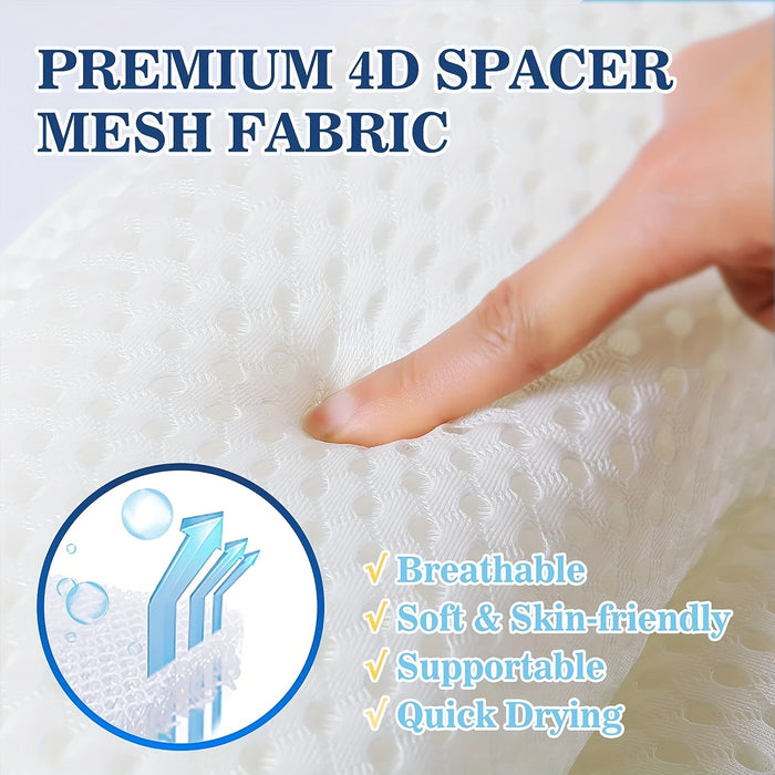 Bath Pillow Ergonomic Neck Support 6 Non-Slip Suction Cups