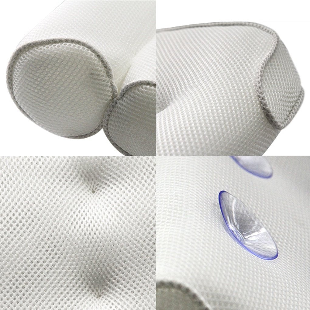 Bath Pillow Ergonomic Neck Support Quick-Dry 3D Mesh