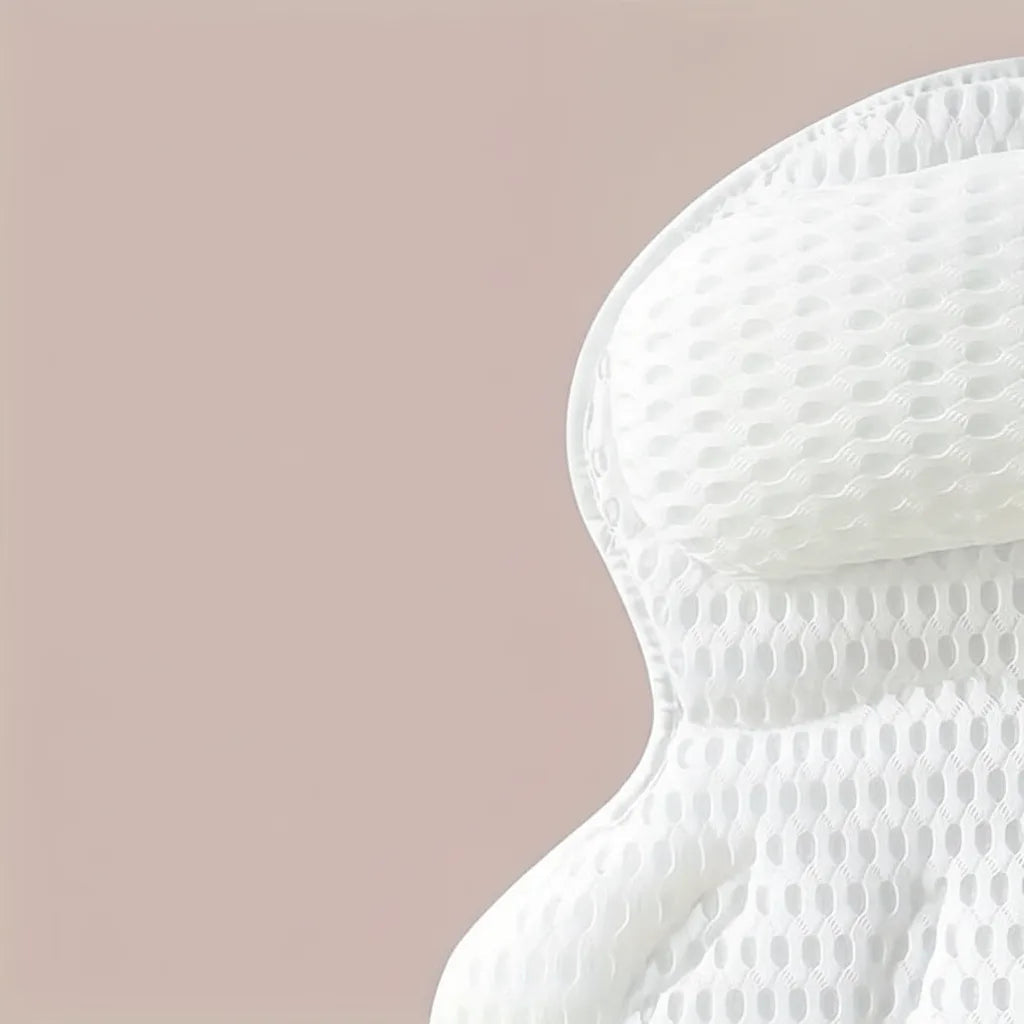 Bath Pillow Ergonomic Neck Support Quick-Dry Mesh Suction Cups