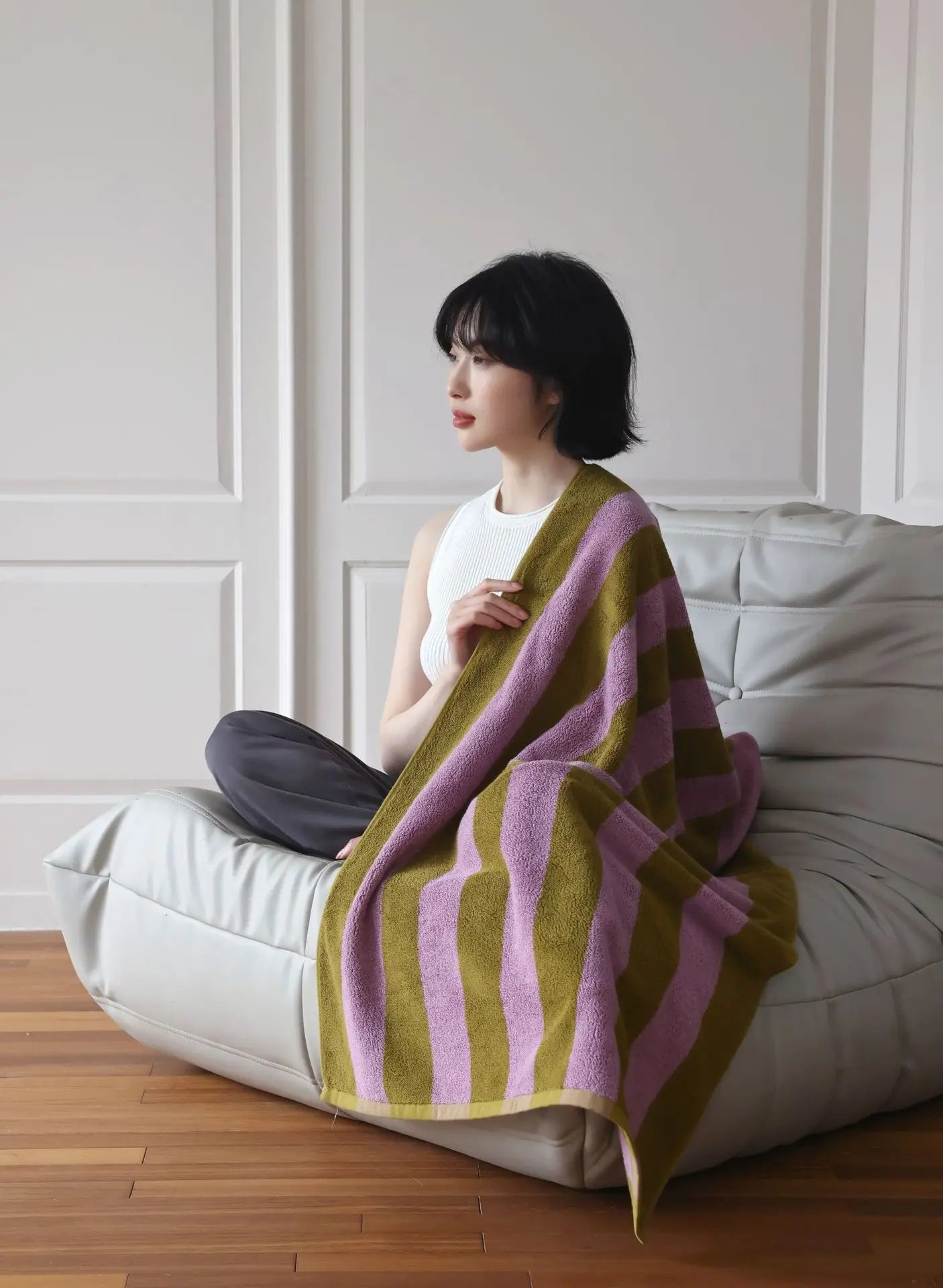 Bath Towel Striped Yarn-Dyed Jacquard Combed Cotton
