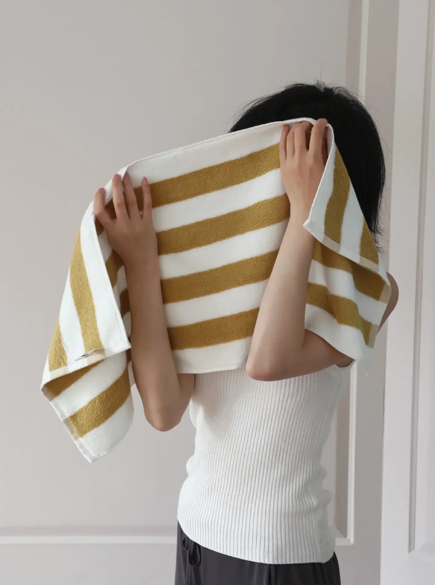 Bath Towel Striped Yarn-Dyed Jacquard Combed Cotton