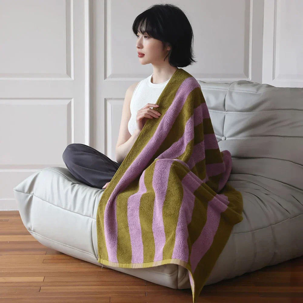 Bath Towel Striped Yarn-Dyed Jacquard Combed Cotton
