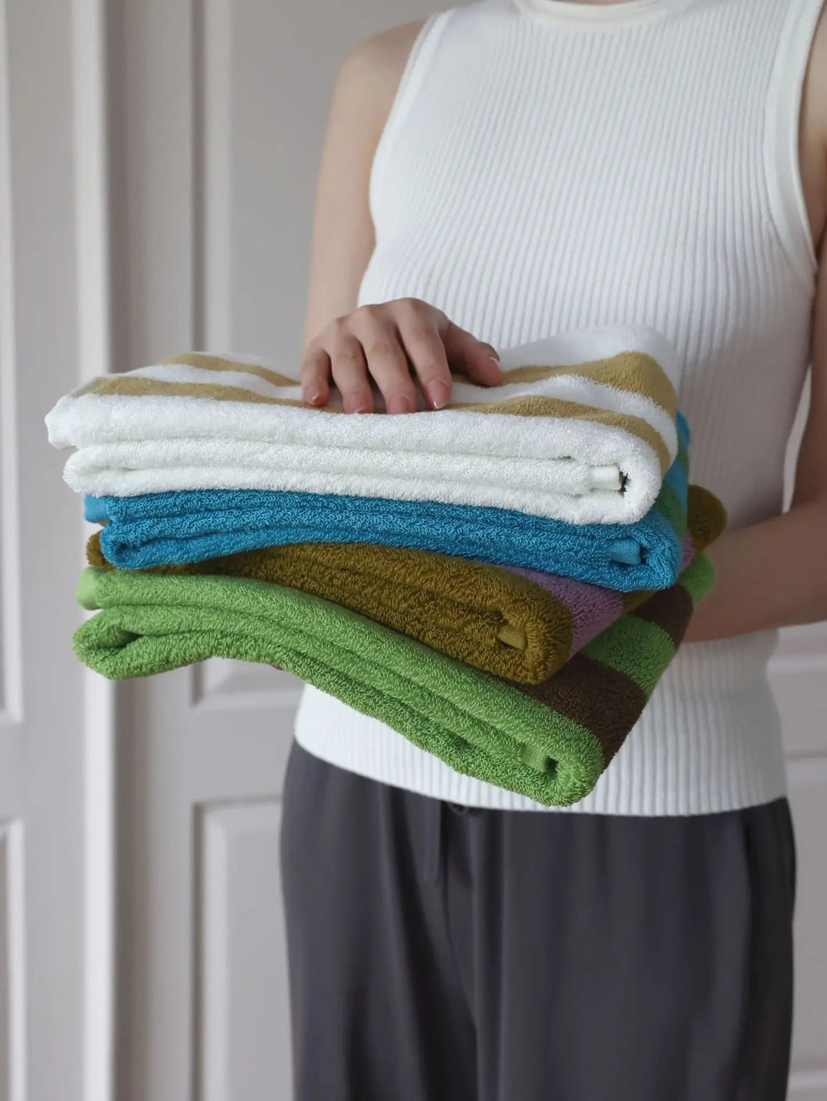 Bath Towel Striped Yarn-Dyed Jacquard Combed Cotton