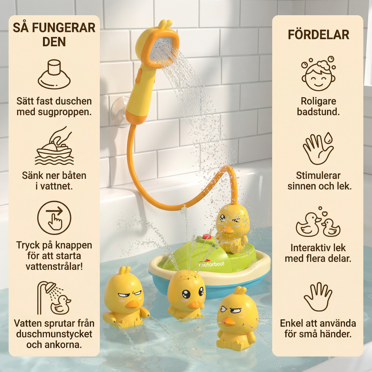 Bath Toy Boat Motorized Shower & Squirting Ducks