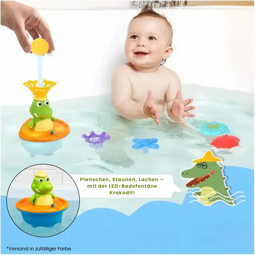 Bath Toy Crocodile Water-Activated LED Six Interchangeable Nozzles
