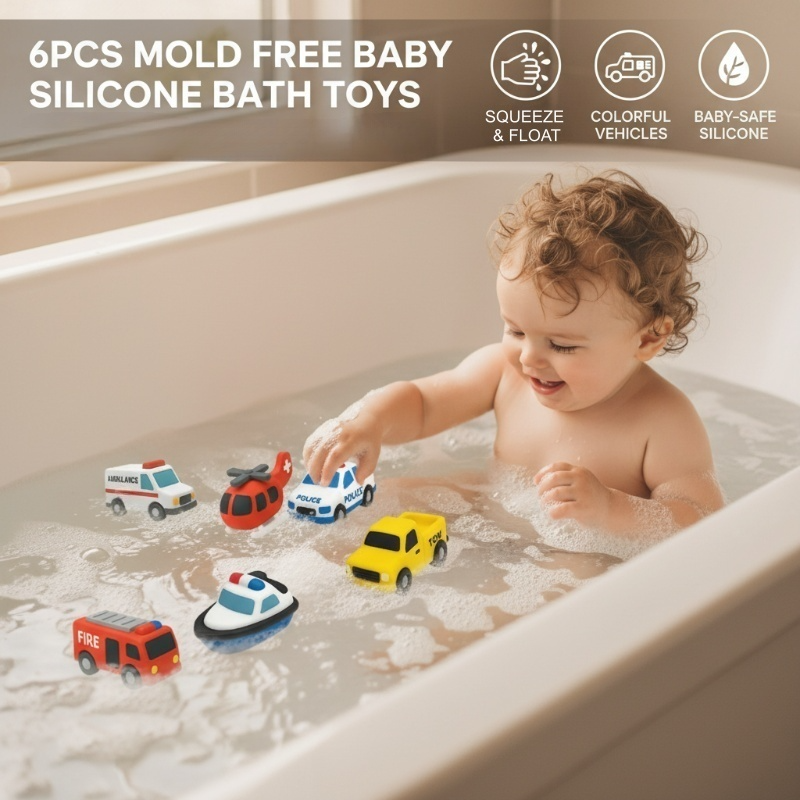 Bath Toys Floating Silicone BPA-Free Set of 6