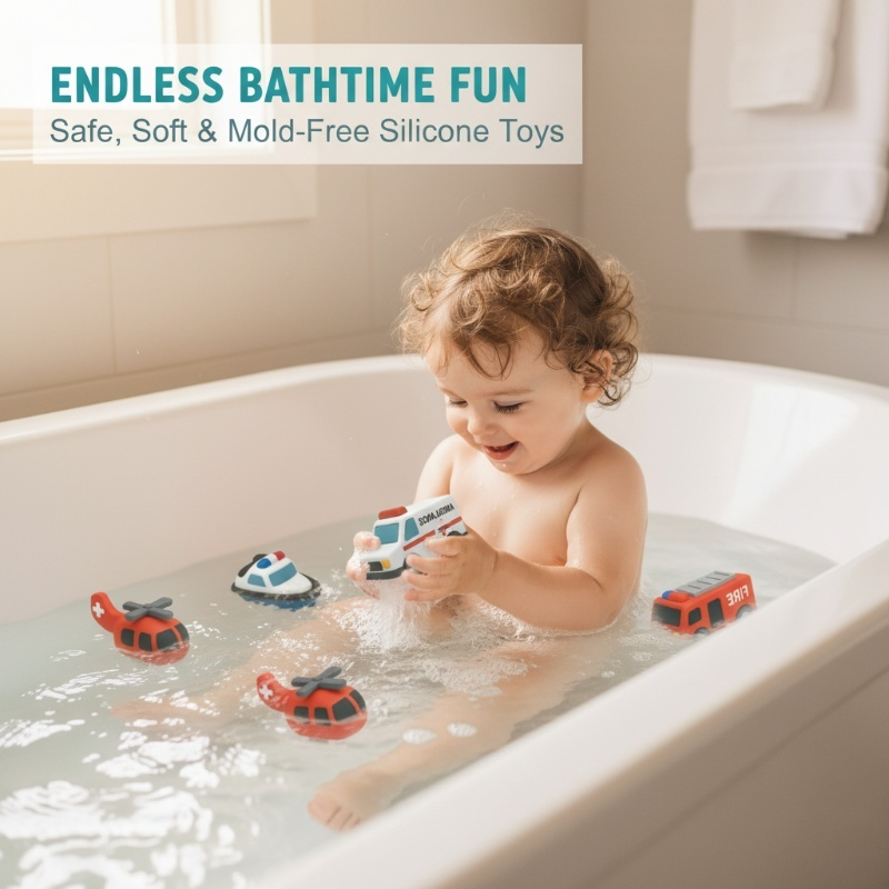 Bath Toys Floating Silicone BPA-Free Set of 6