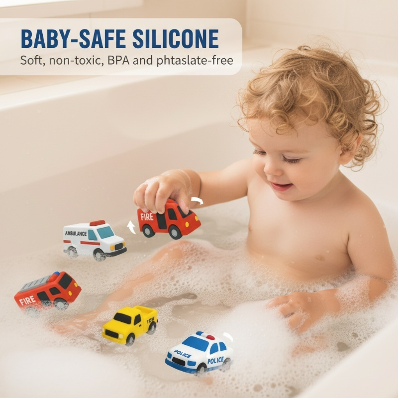 Bath Toys Floating Silicone BPA-Free Set of 6