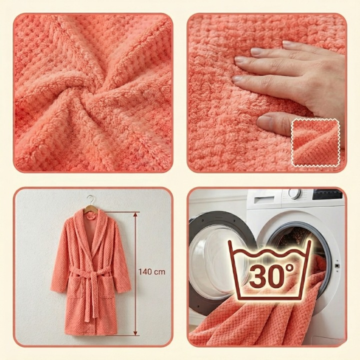 Bathrobe Floor-Length Fleece Shawl Collar & Tie Belt
